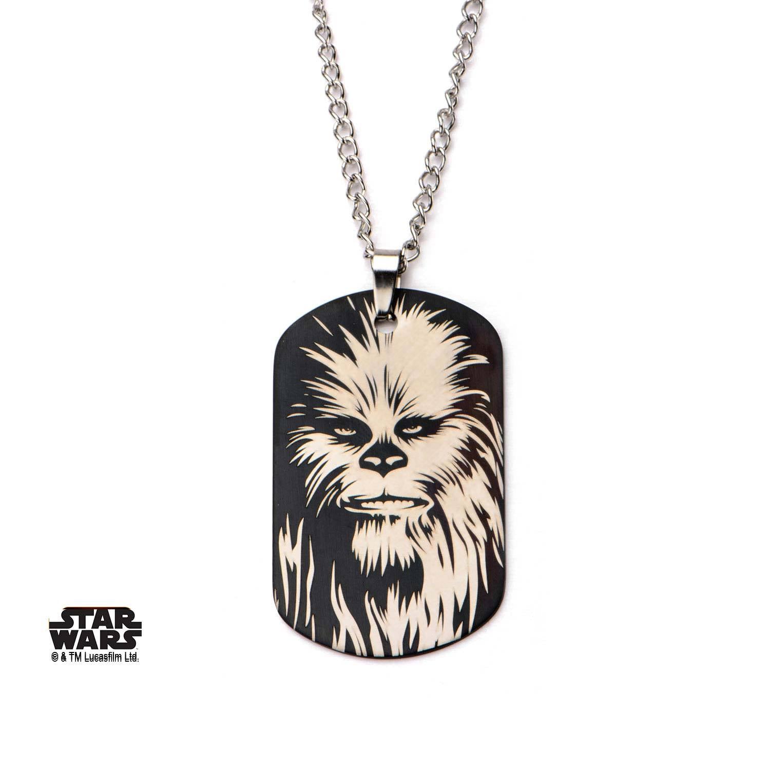 Star Wars Chewbacca Face Dog Tag Pendant Necklace  