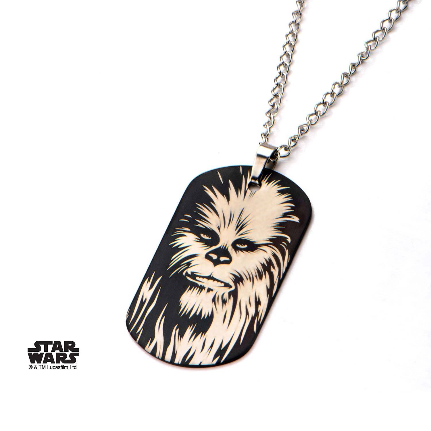 Star Wars Chewbacca Face Dog Tag Pendant Necklace