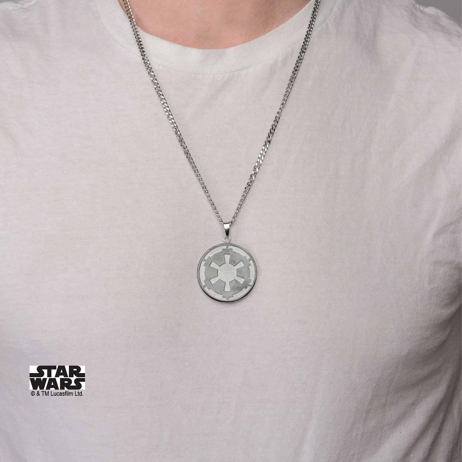 Star Wars Galactic Empire and Death Star Etched Small Pendant
