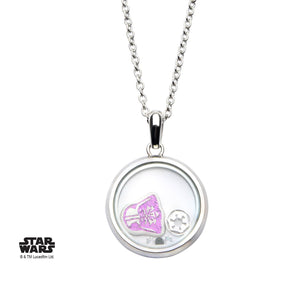 Star Wars Pink Glitter Darth Vader Beads Pendant Necklace