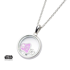 Star Wars Pink Glitter Darth Vader Beads Pendant Necklace