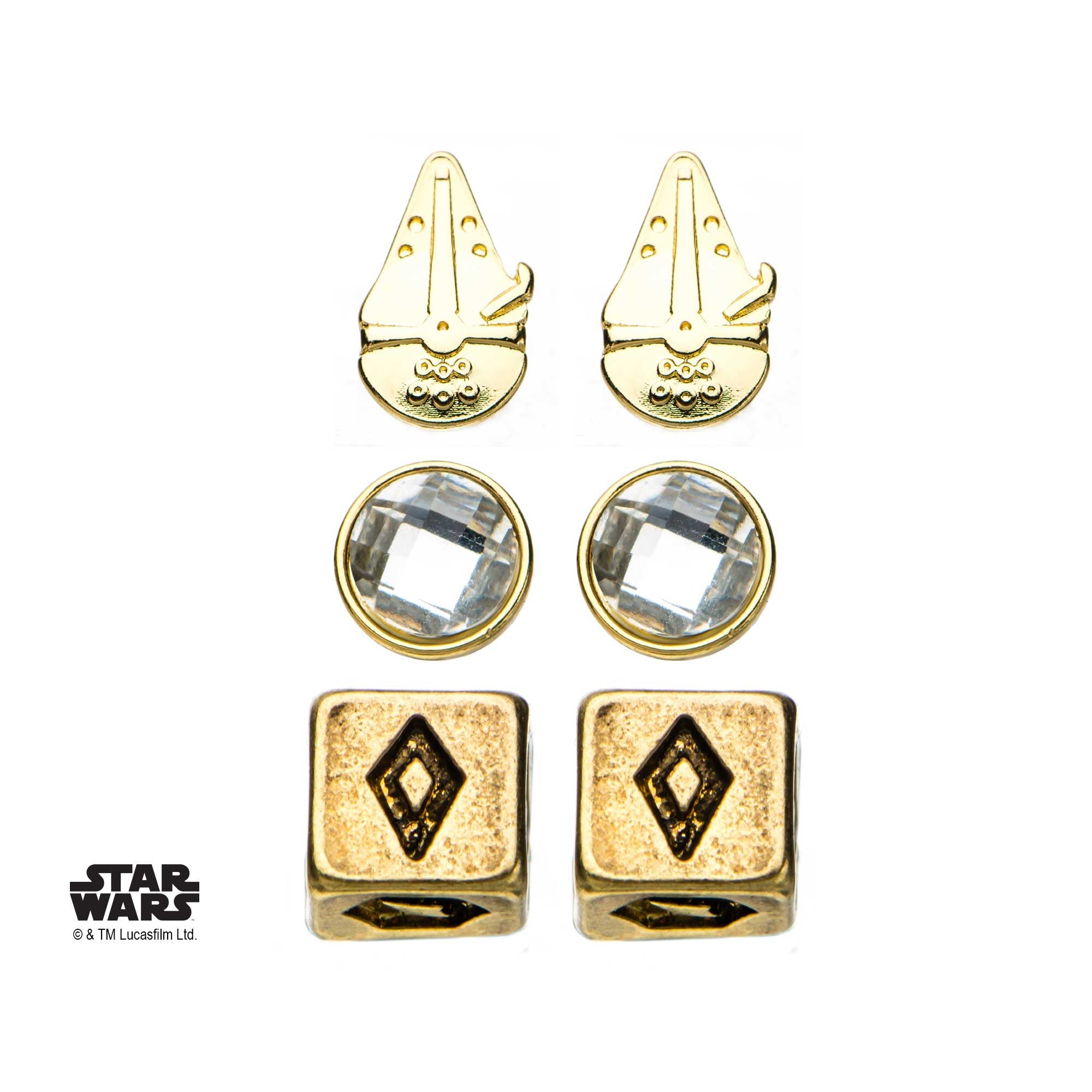 Star Wars Millennium Falcon Han Solo Dice Stud Earrings Set