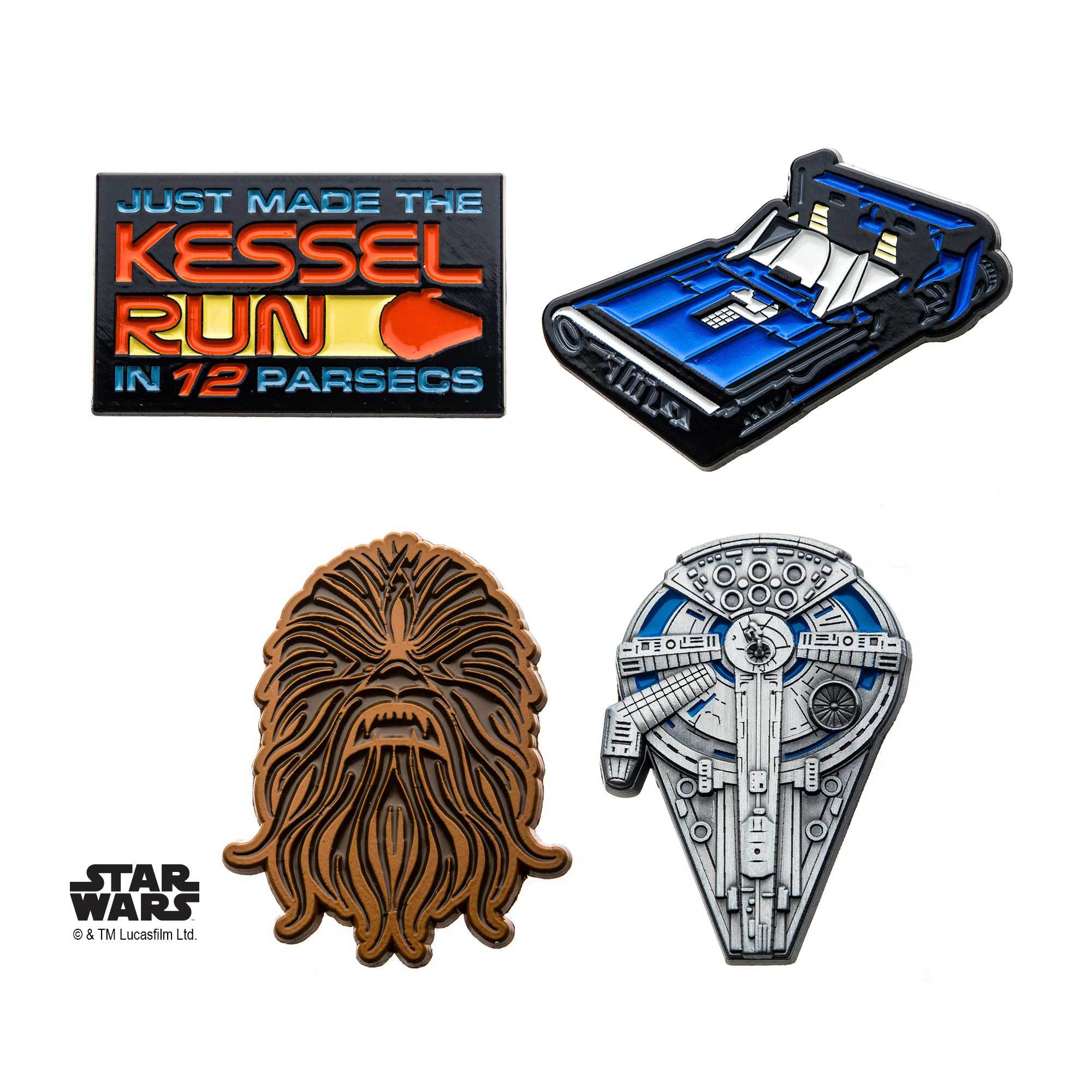 Star Wars 4 piece Metal Pin Set from Solo: A Star Wars Story.
