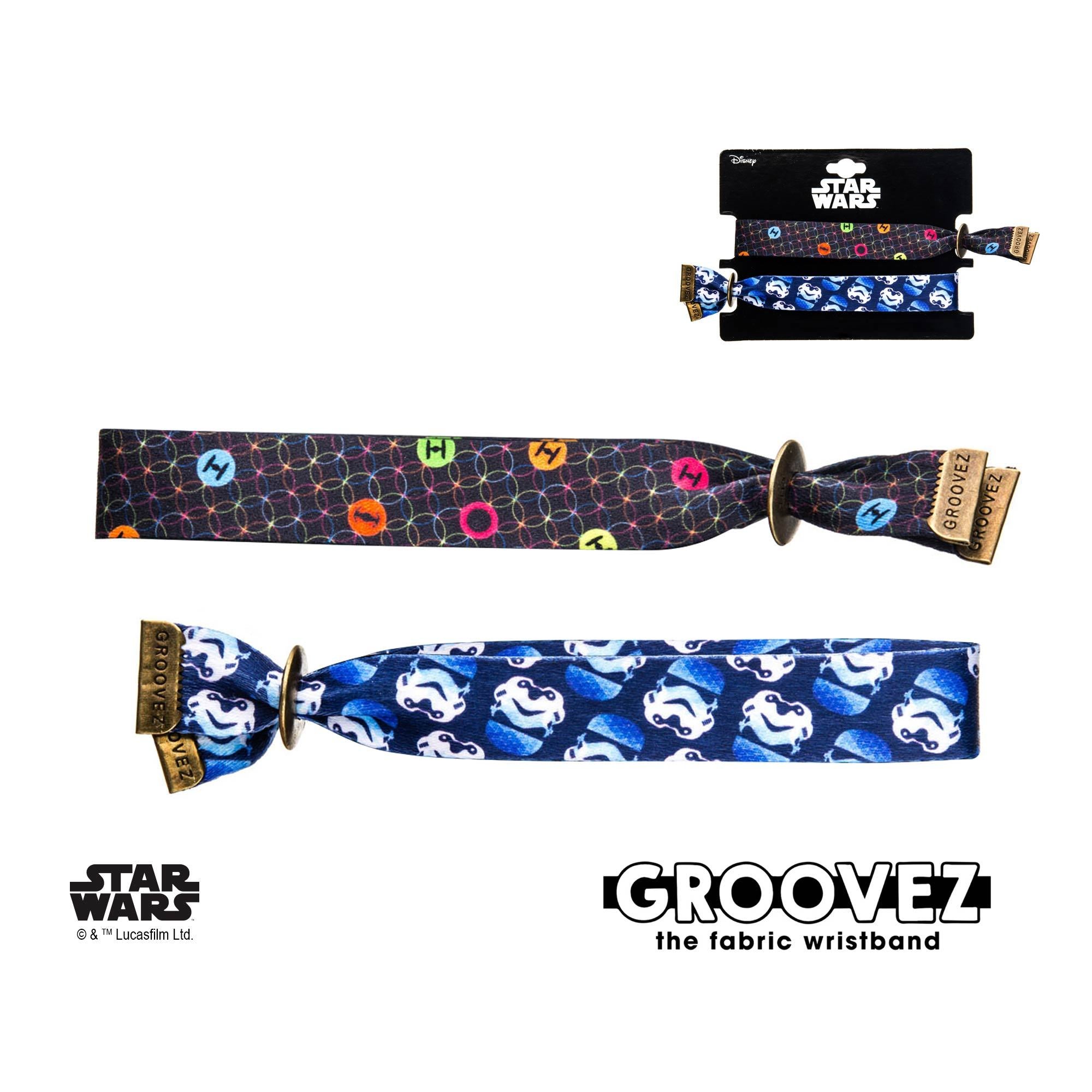 Star Wars Imperial Symbol and Tie Fighter Grooves (tm) Fabric Bracelet Set