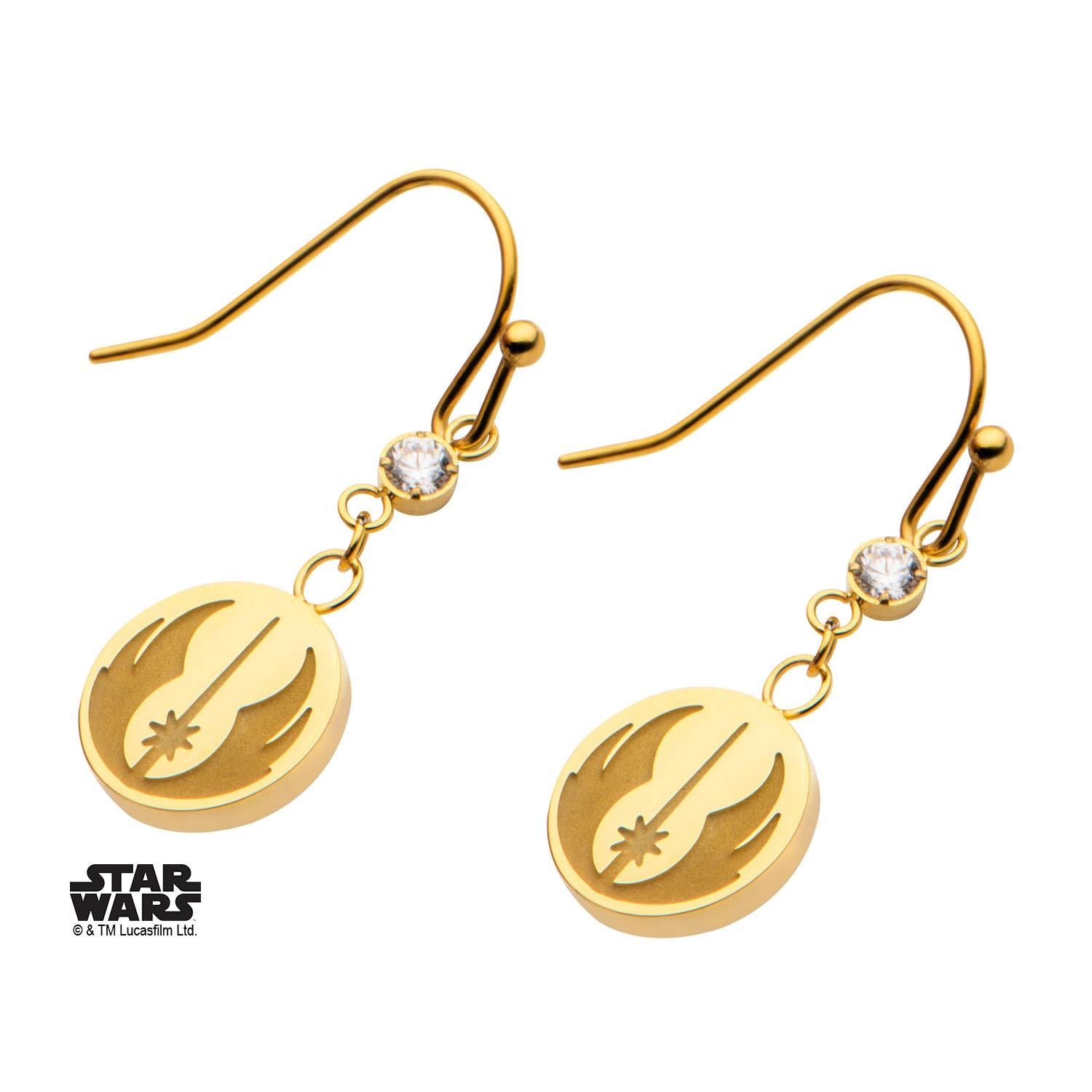 Star Wars Jedi Symbol CZ Hook Dangle Earrings
