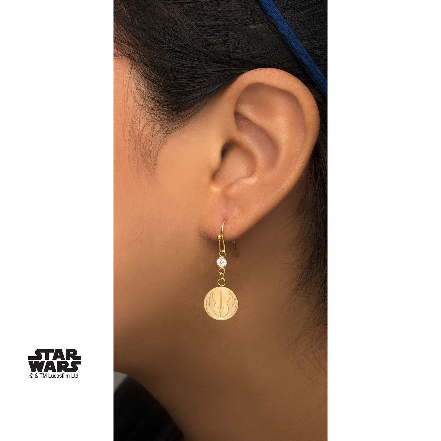 Star Wars Jedi Symbol CZ Hook Dangle Earrings