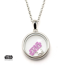 Star Wars Pink Glitter Logo Beads Pendant Necklace
