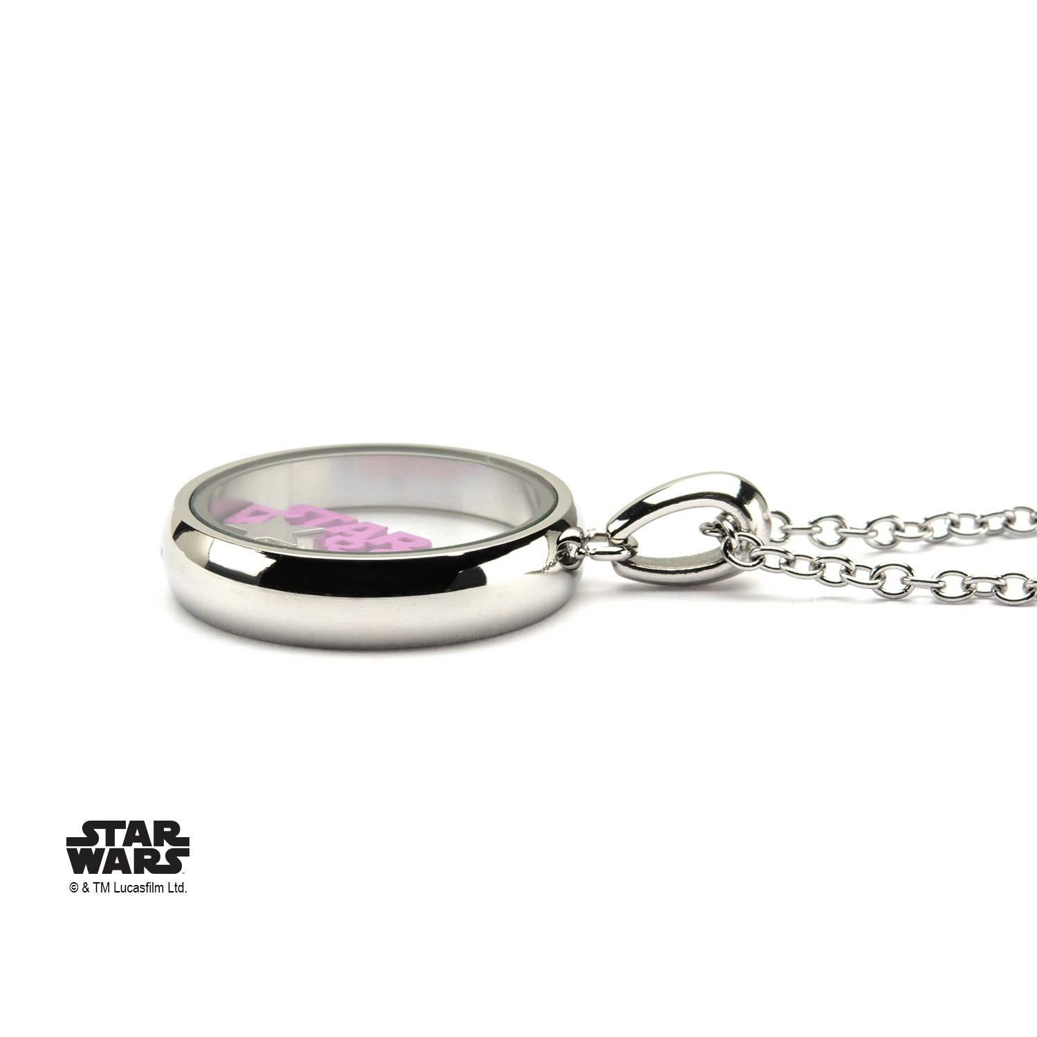 Star Wars Pink Glitter Logo Beads Pendant Necklace