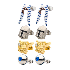Star Wars The Mandalorian Stud Earrings Set. (4 pairs)
