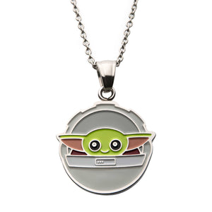 Star Wars: The Mandalorian Grogu (AKA: Baby Yoda/ The Child) in Carriage Pendant Necklace