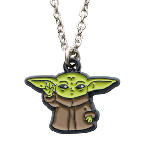 Star Wars: The Mandalorian Grogu (AKA: Baby Yoda/ The Child) Using The Force Enamel Necklace