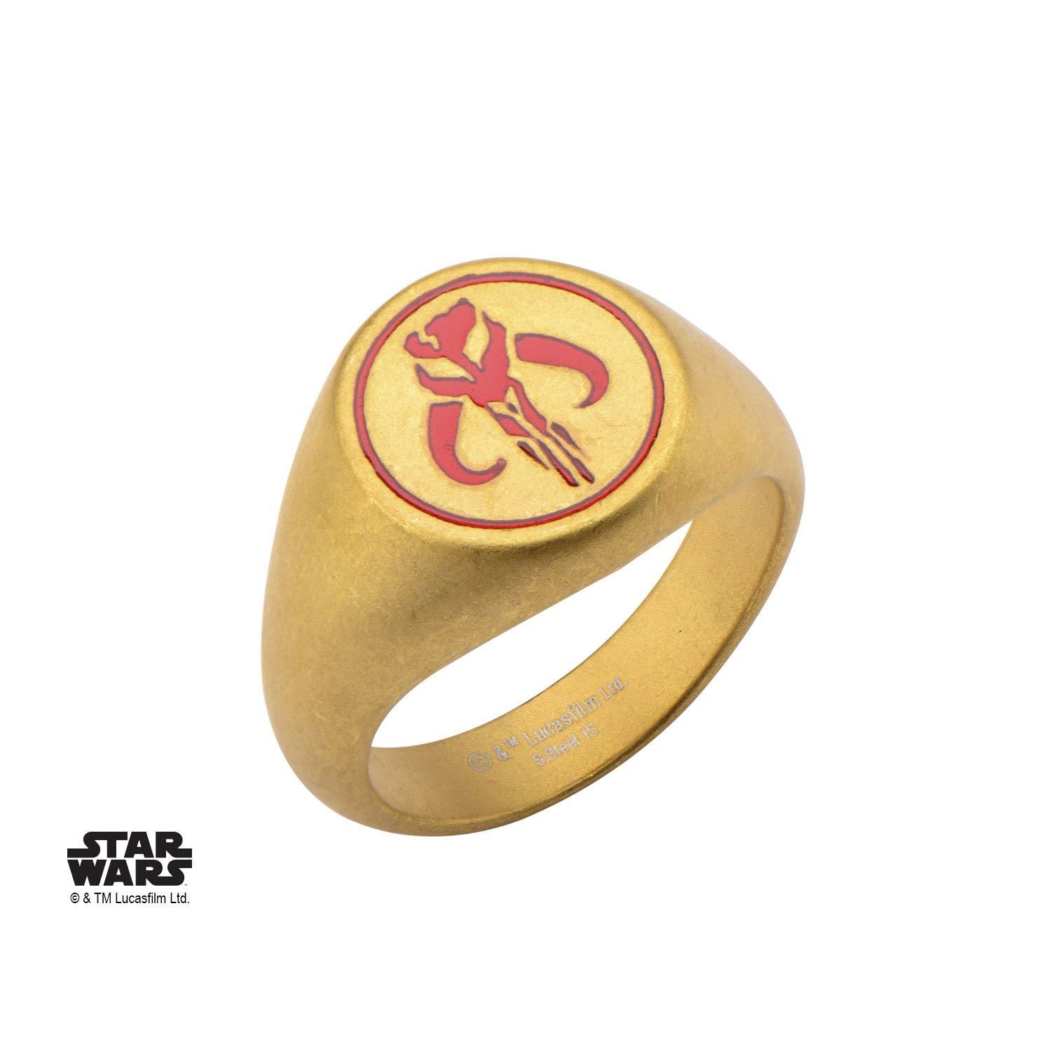 Star Wars Enamel Mandalorian Logo/Mythosaur Skull Symbol Ring