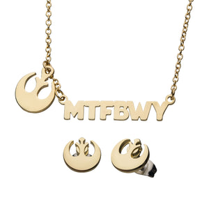 Star Wars "May The Force Be With You" Pendant Necklace & Earrings Set