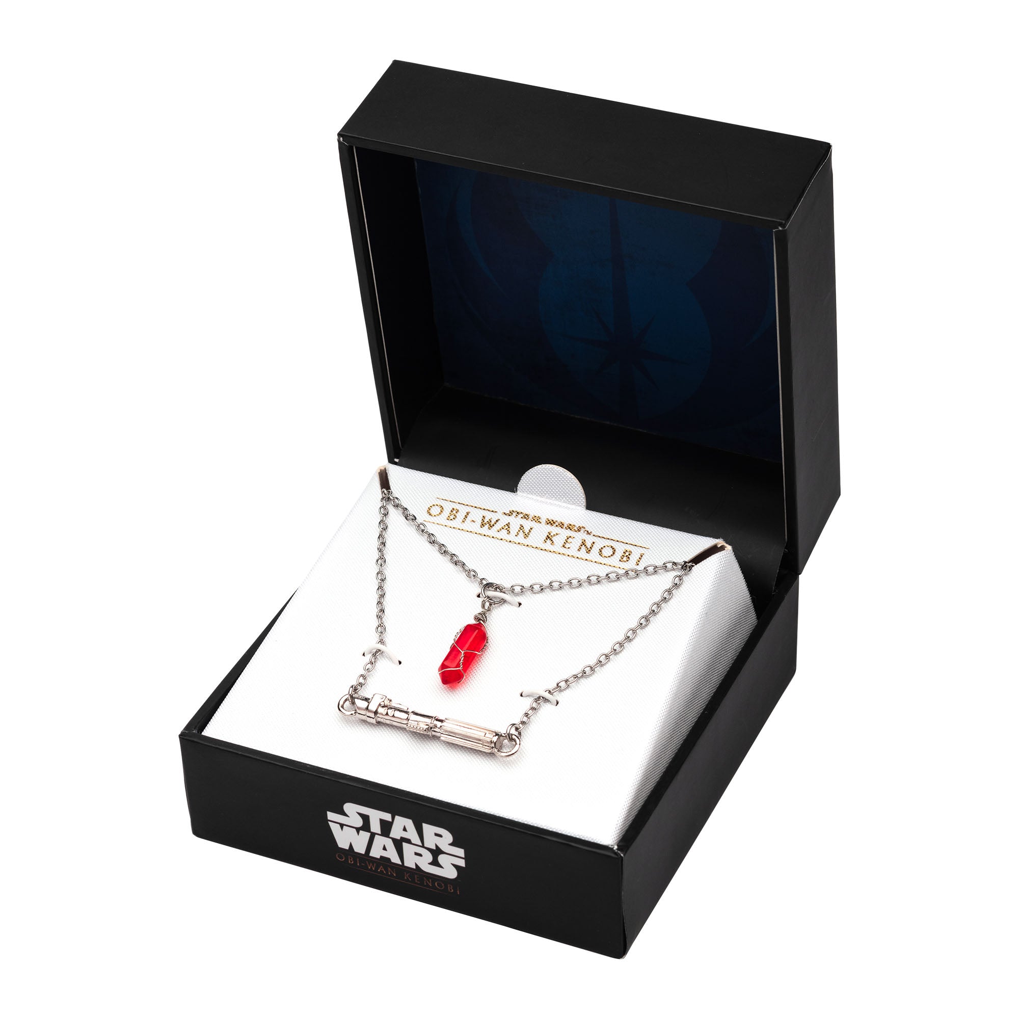 Star Wars 3D Red Vader's Lightsaber Handle and Base Metal with Synthetic Stone Pendant with Stainless Steel Chain Set.