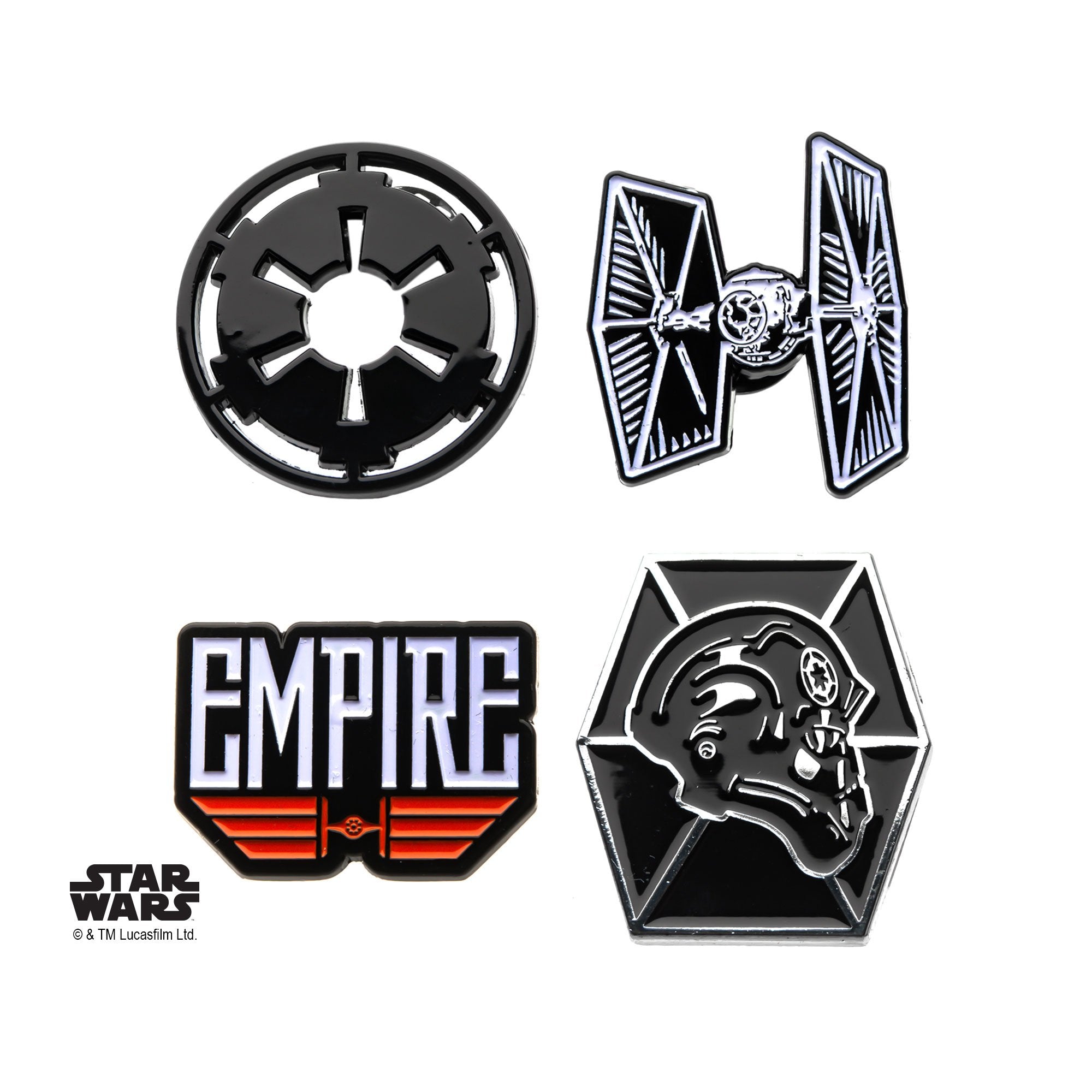Star Wars Imperial Galactic Empire and Tie Fighter Enamel Lapel Pin Set