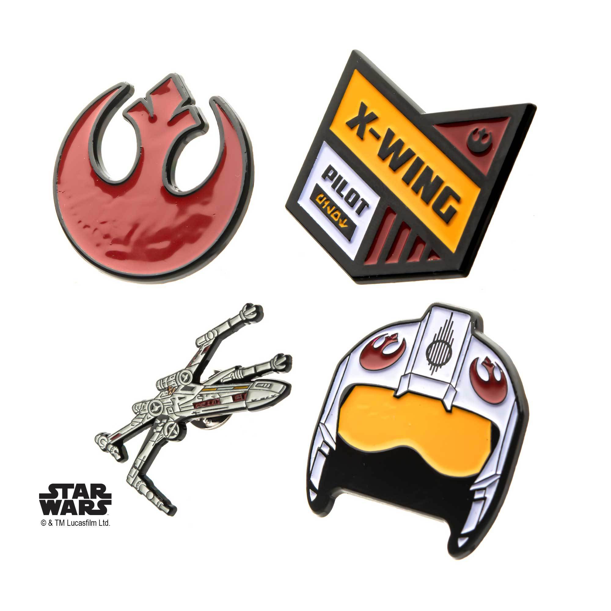 Star Wars Rebel Alliance Symbol and X- Wing Fighter Lapel Pin Set