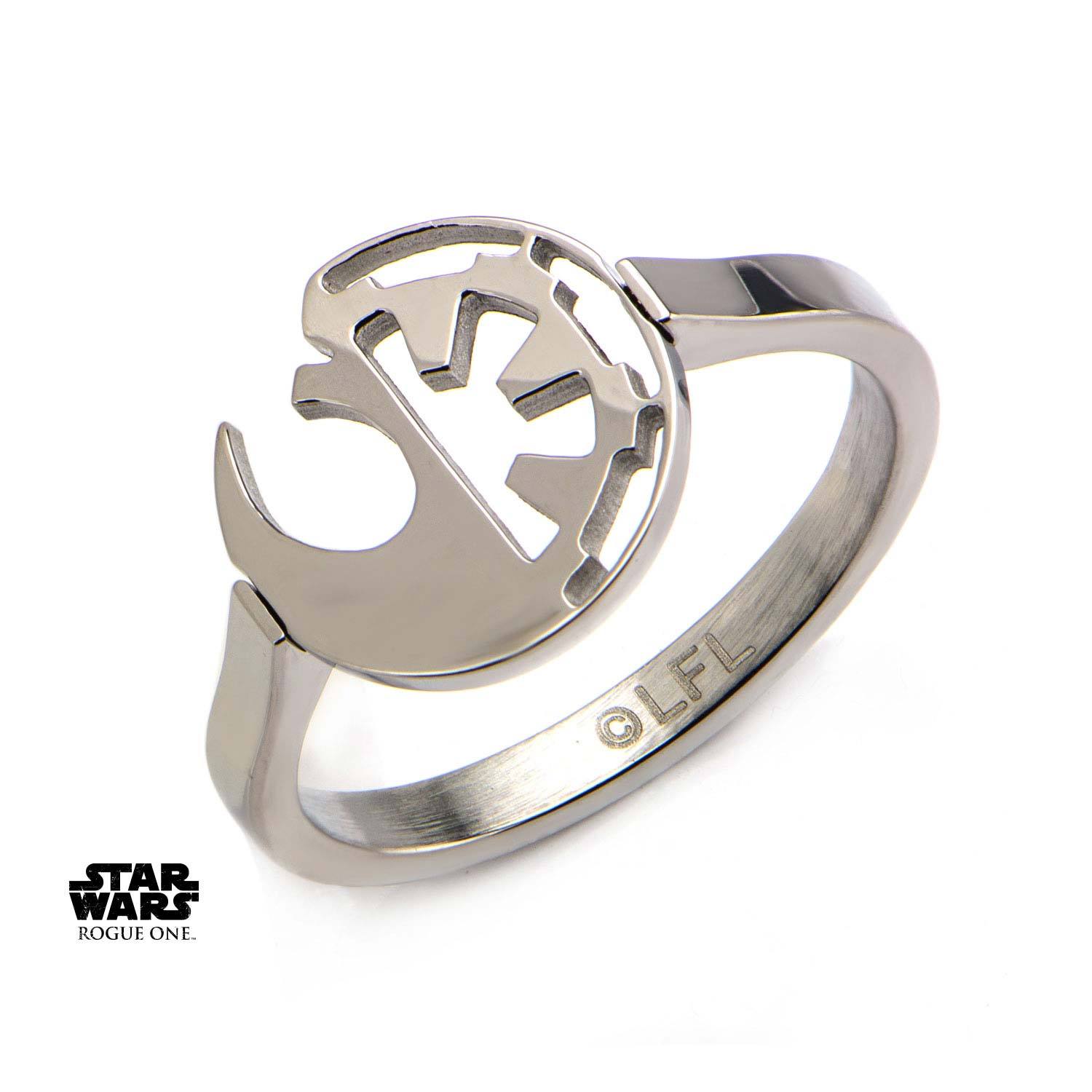 Star Wars Rogue One Cut Out Rebel Alliance/Galactic Empire Symbol Ring