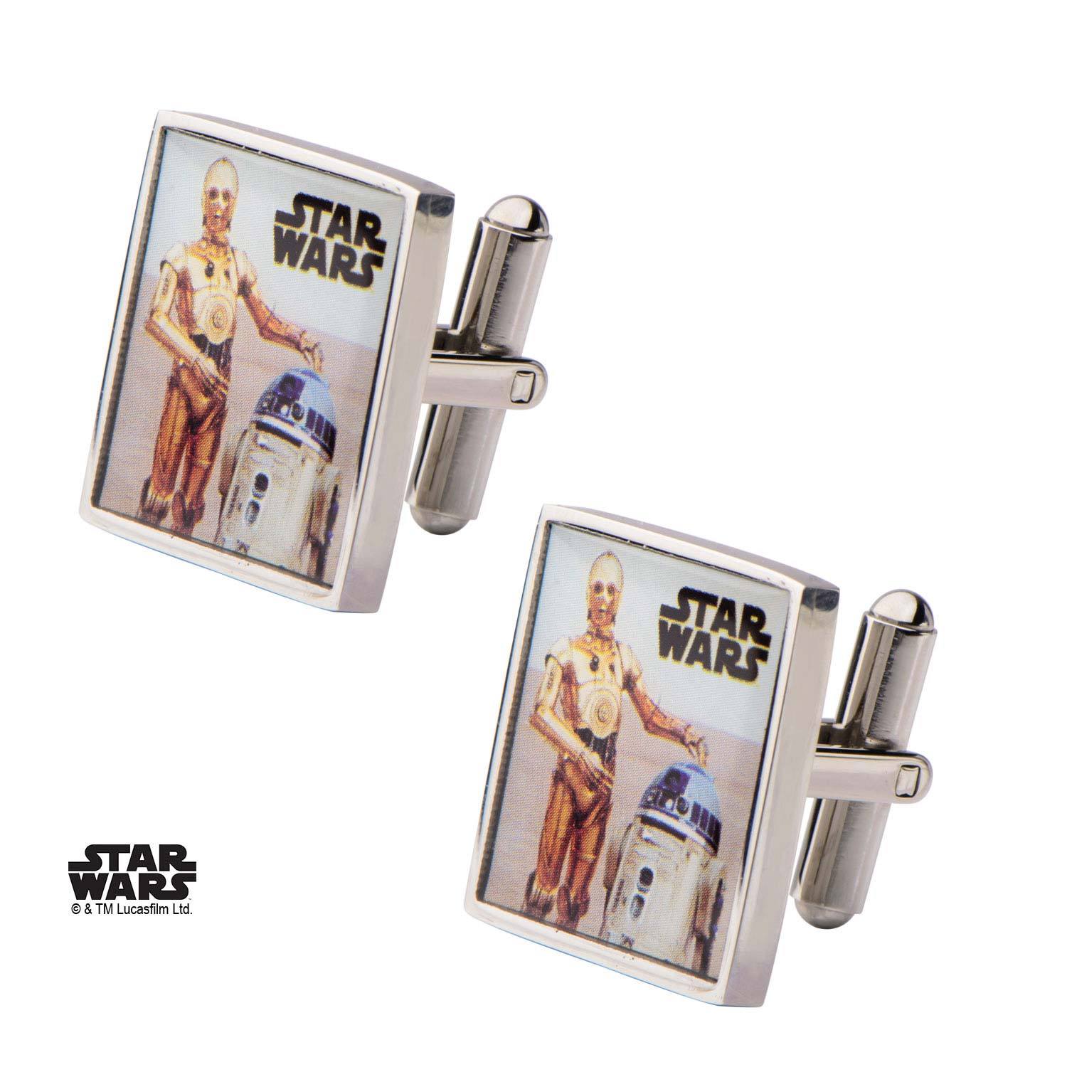 Star Wars R2-D2 and C-3PO Printed Square Cufflinks