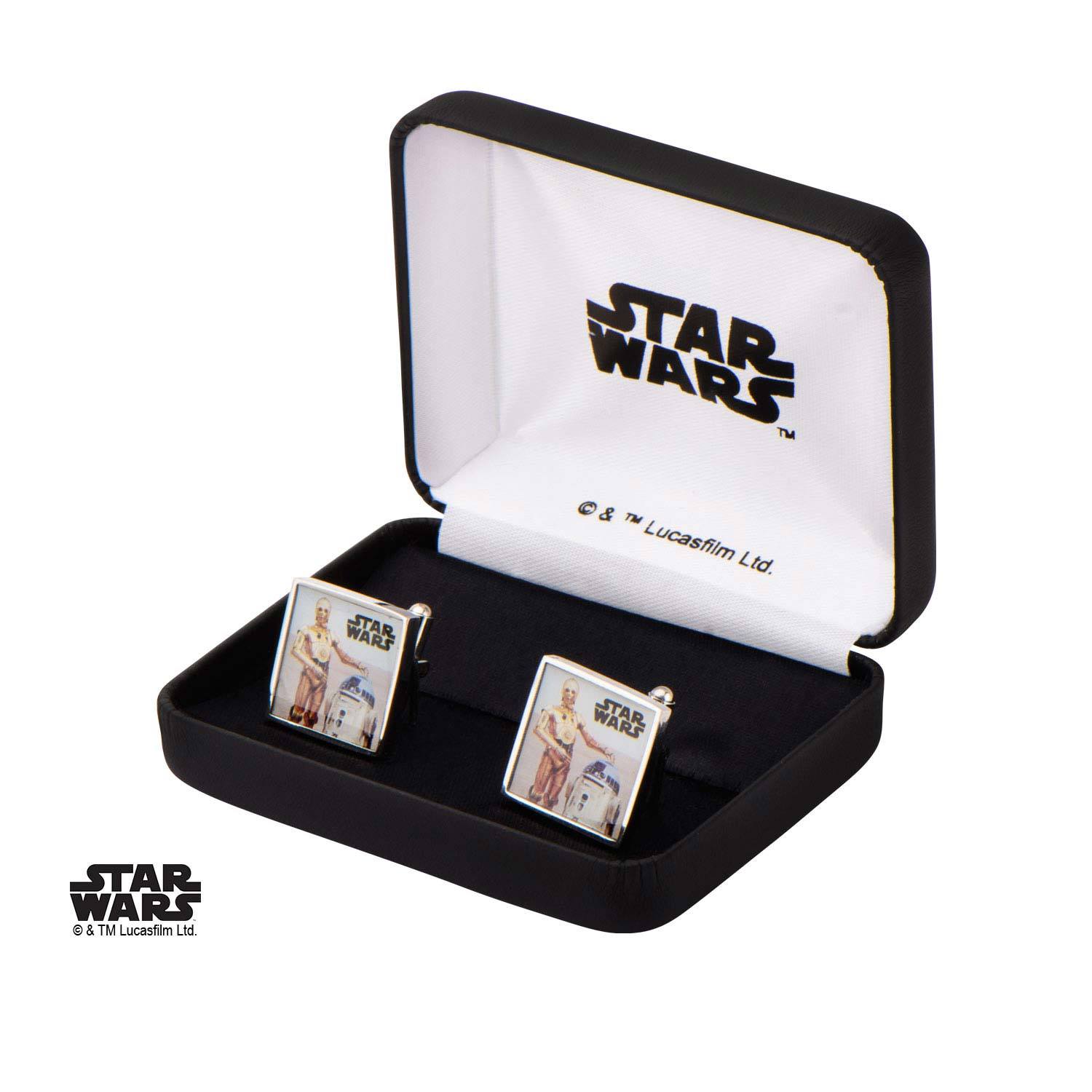 Star Wars R2-D2 and C-3PO Printed Square Cufflinks