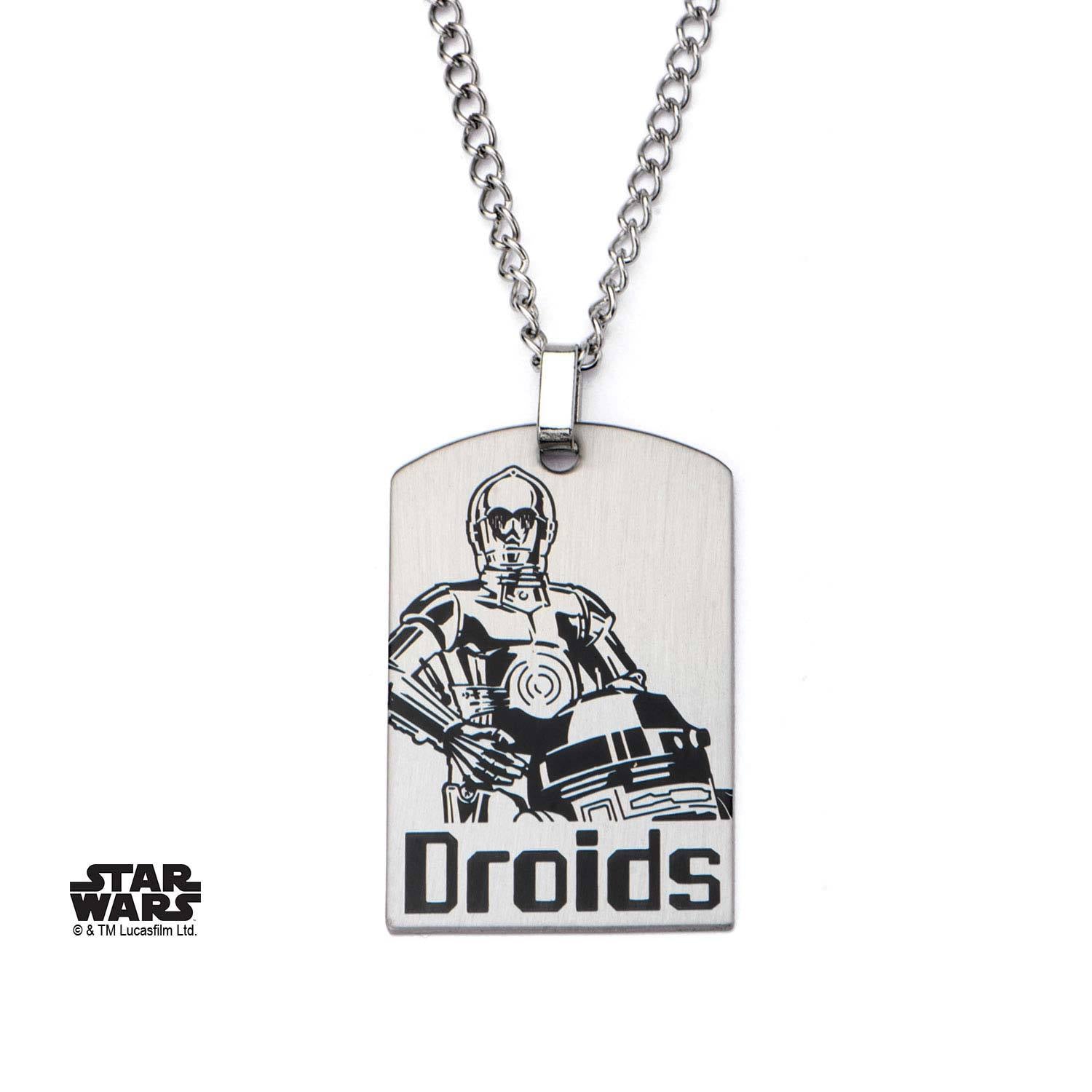 Star Wars C-3PO Droids Dog Tag Pendant Necklace