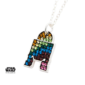 Star Wars R2-D2 with Rainbow Gem Pendant Necklace