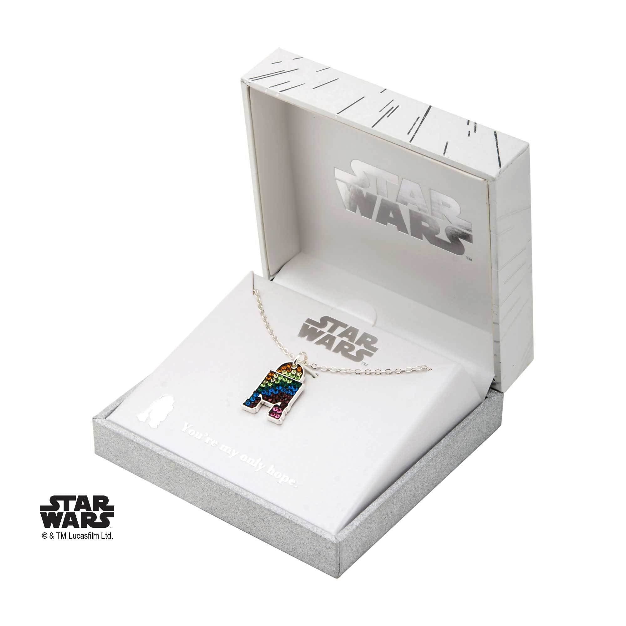 Star Wars R2-D2 with Rainbow Gem Pendant Necklace