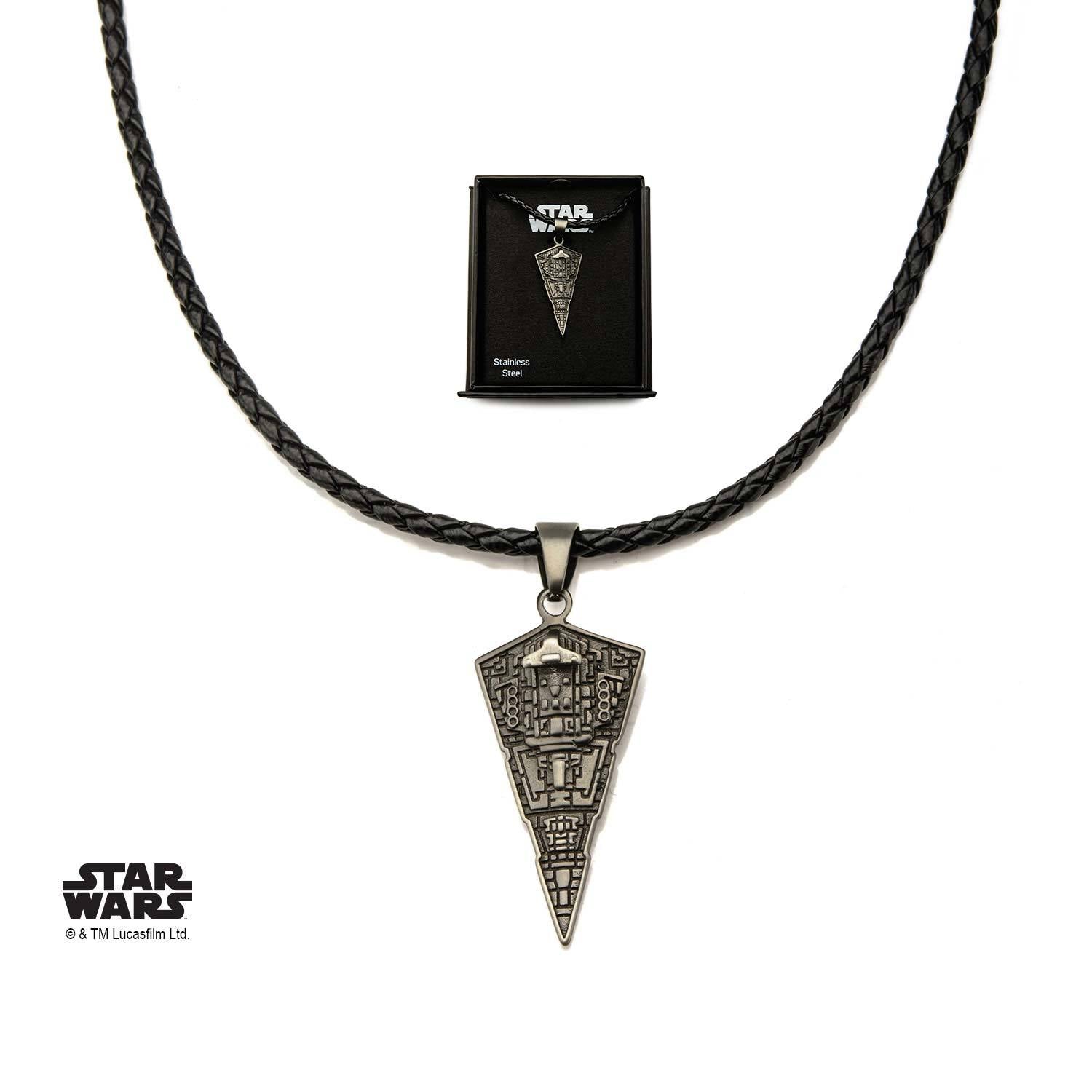 Star Wars Star Destroyer Pendant with Black Leather Chain