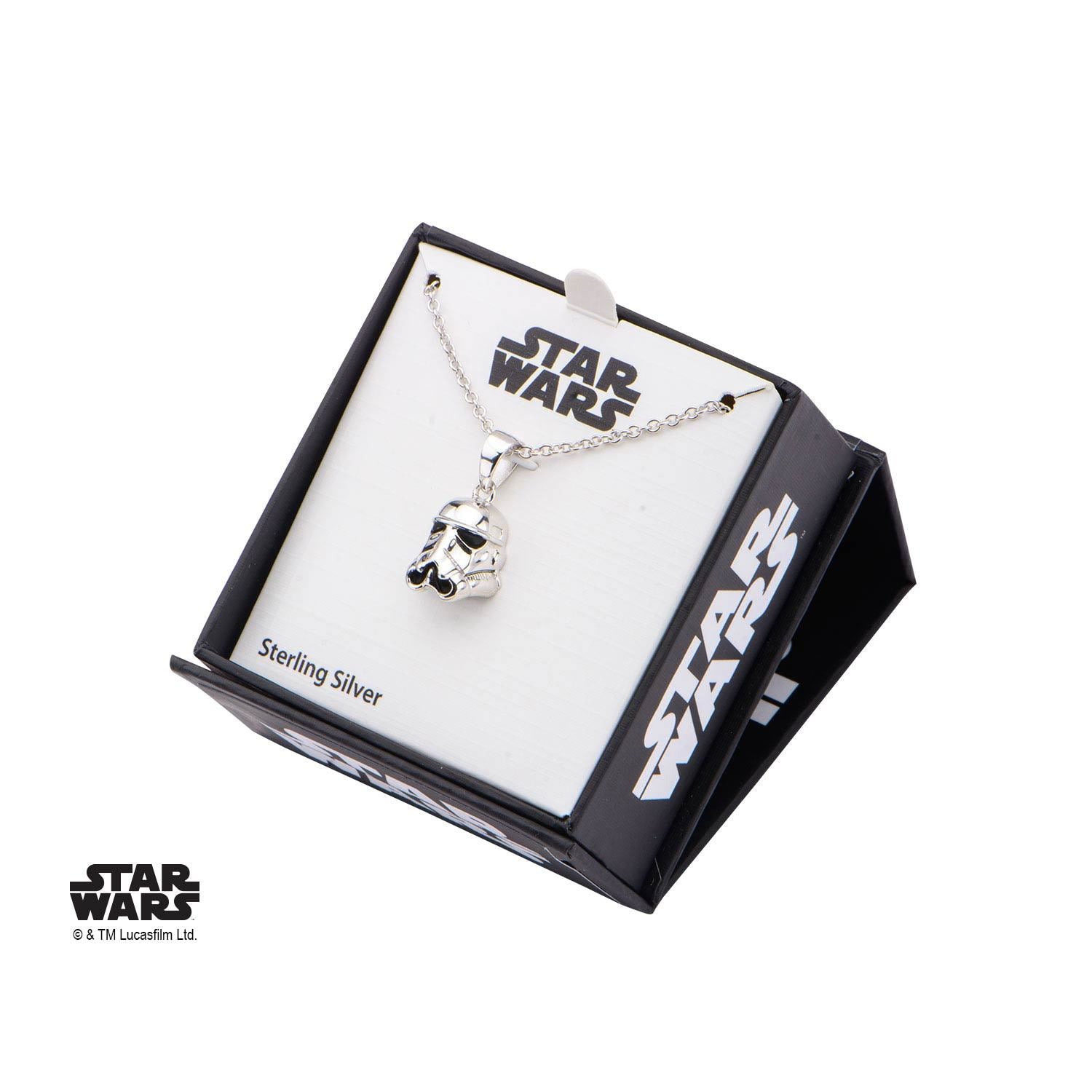 Star Wars 3D Stormtrooper Pendant Necklace, 925 Sterling Silver