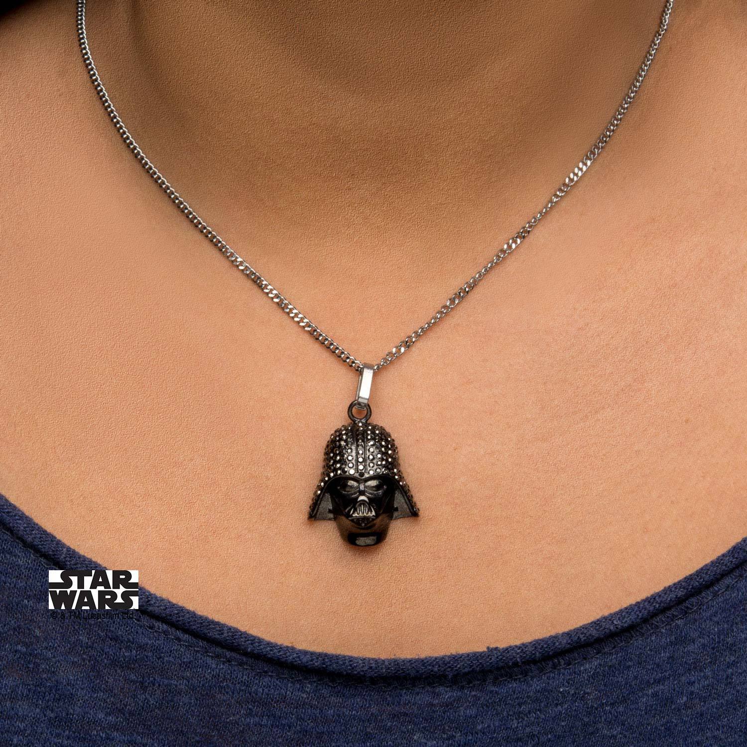 Star Wars Darth Vader with Clear Gem Pendant Necklace