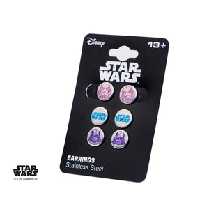 Star Wars Logo, Darth Vader and Stormtrooper Tween Stud Earrings Set