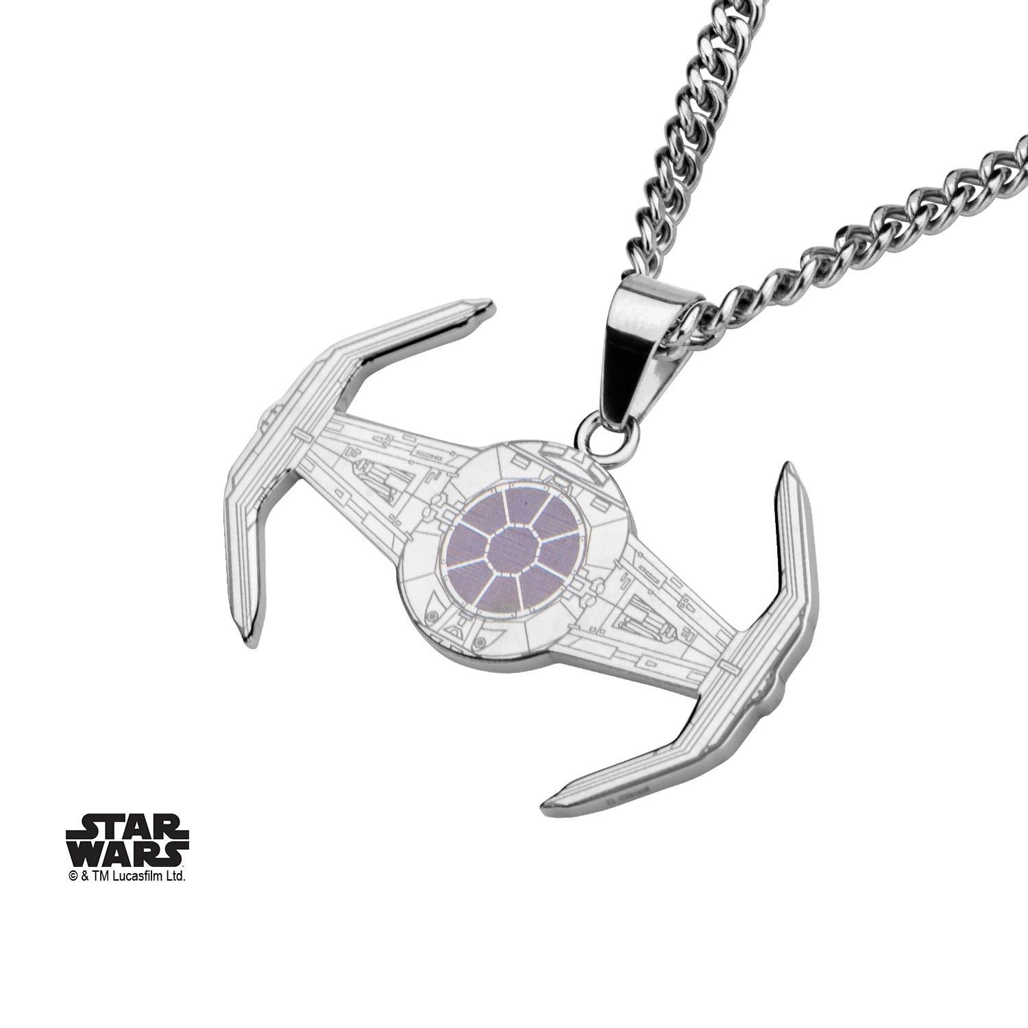 Star Wars Etched X1 Tie Fighter Pendant Necklace