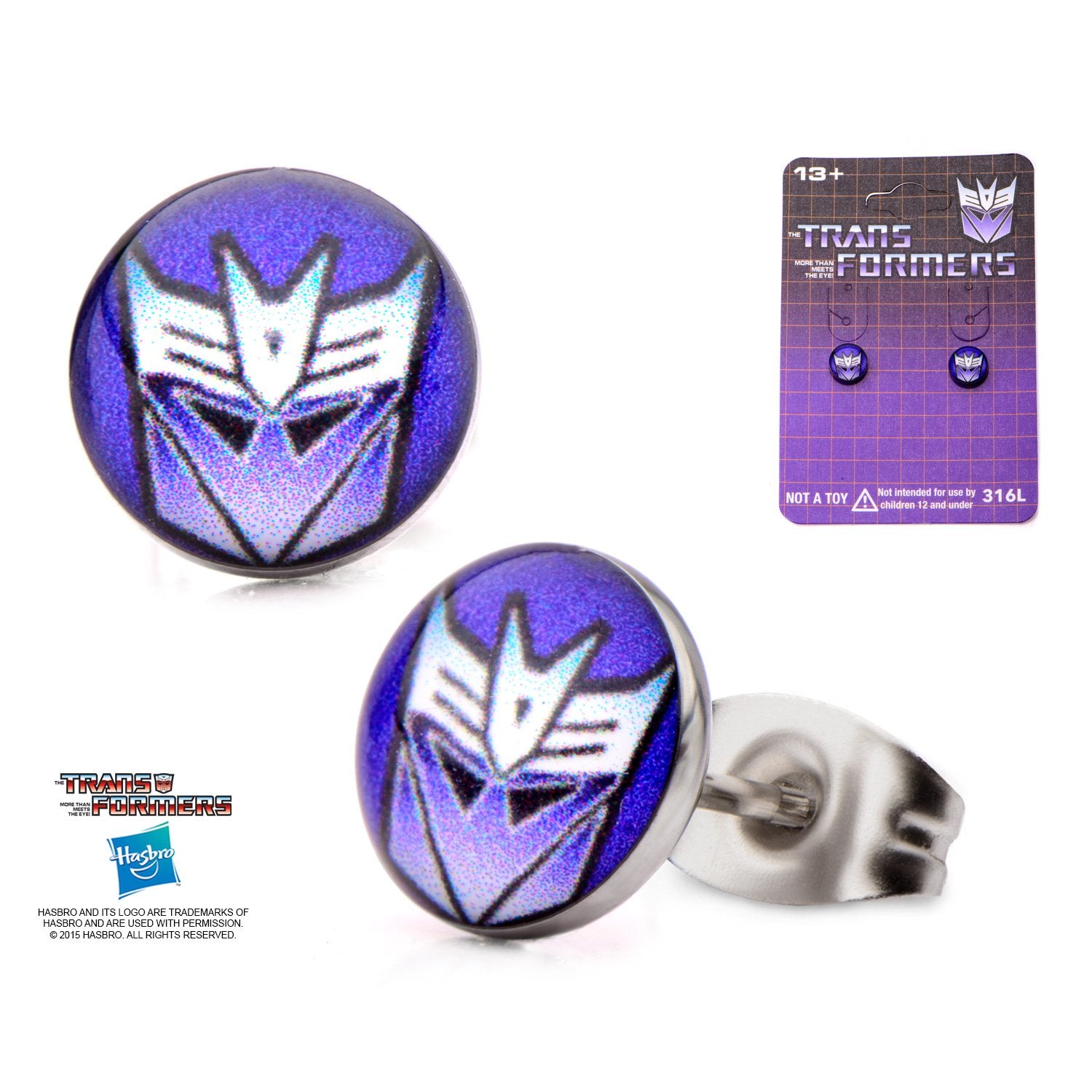 Transformers Printed Decepticon Logo Stud Earrings