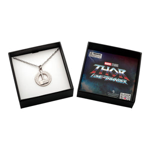 Marvel Base Metal Thor Love and Thunder Hammer with Clear Synthetic stone Pendant with Stainless Steel Chain.