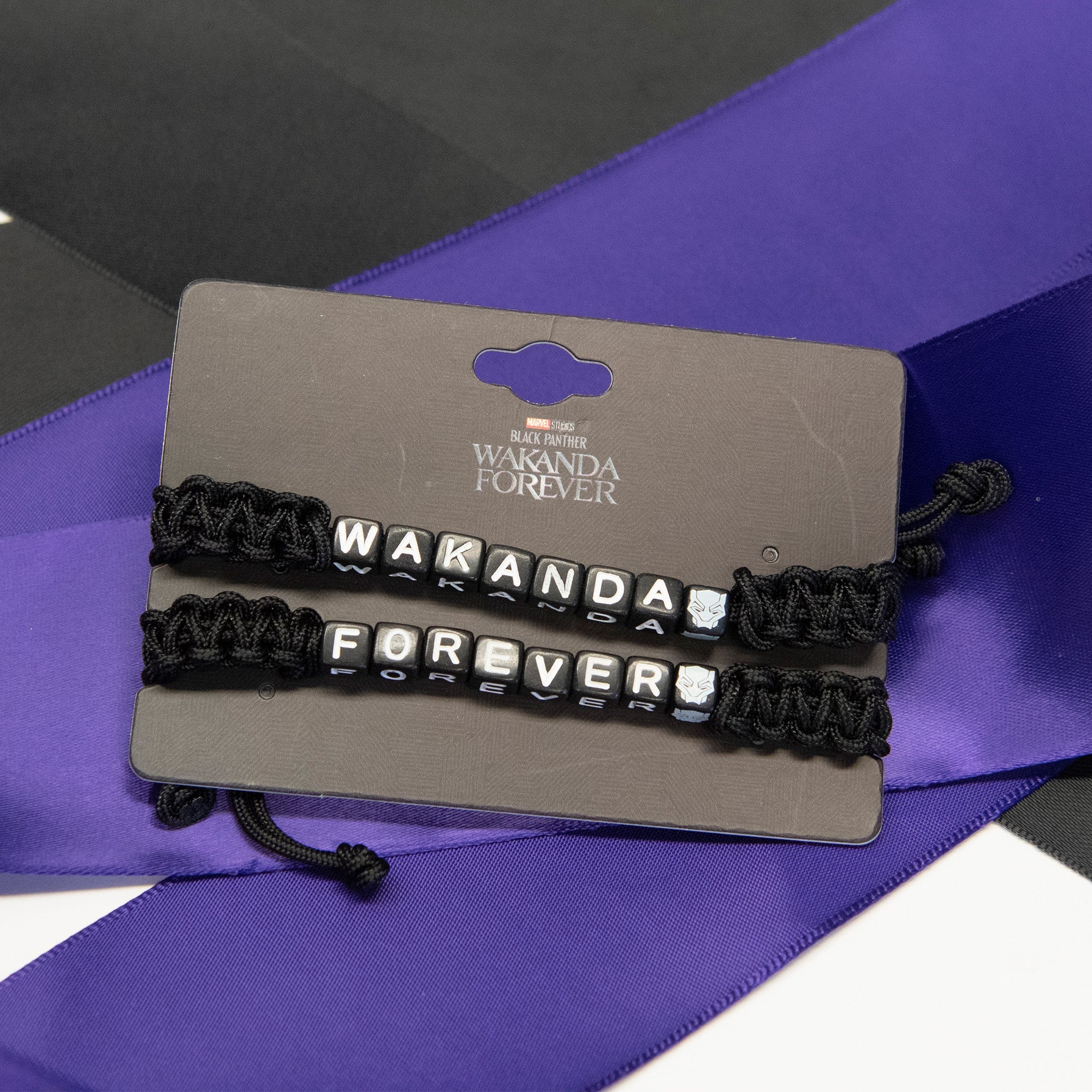 Wakanda Forever Letter Block Cord Pull Bracelet