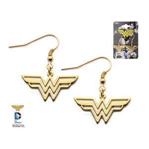 DC Comics Cut Out Wonder Woman Logo Hook Dangle Earrings